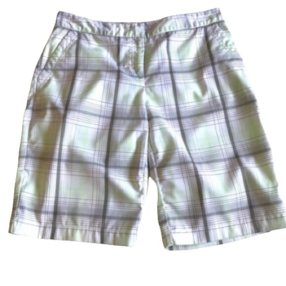 IZOD PerformX Women’s Preppy Plaid Bermuda Golf Shorts Sz 4 - Picture 1 of 7